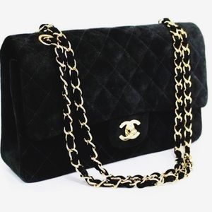 Large black double flap bag